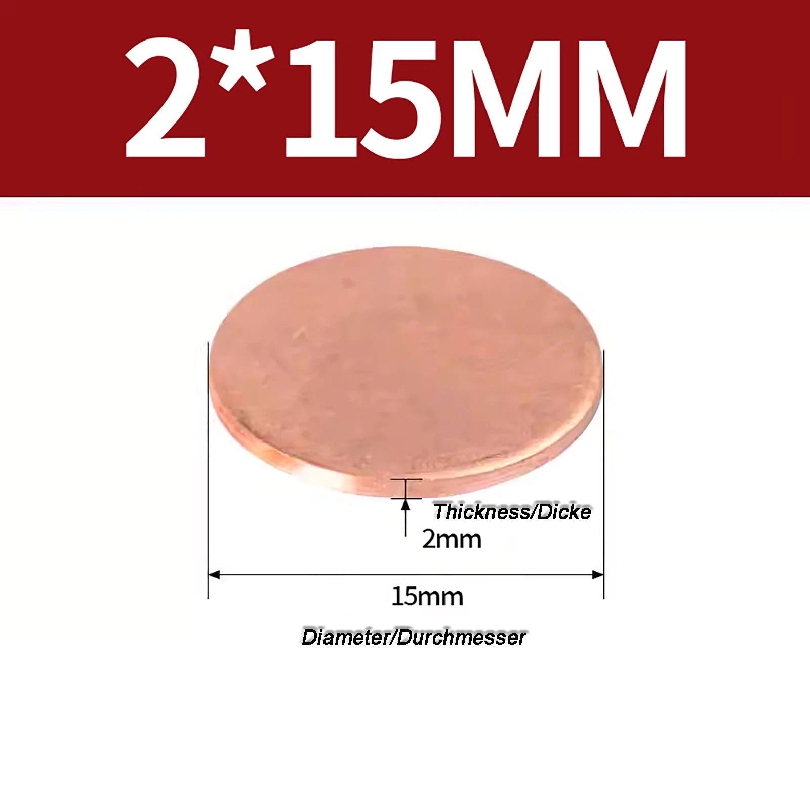 Solid Pure Copper Discs Blanks Round Plate Metal Sheet Thick 0.3~6mm Ø10mm~150mm