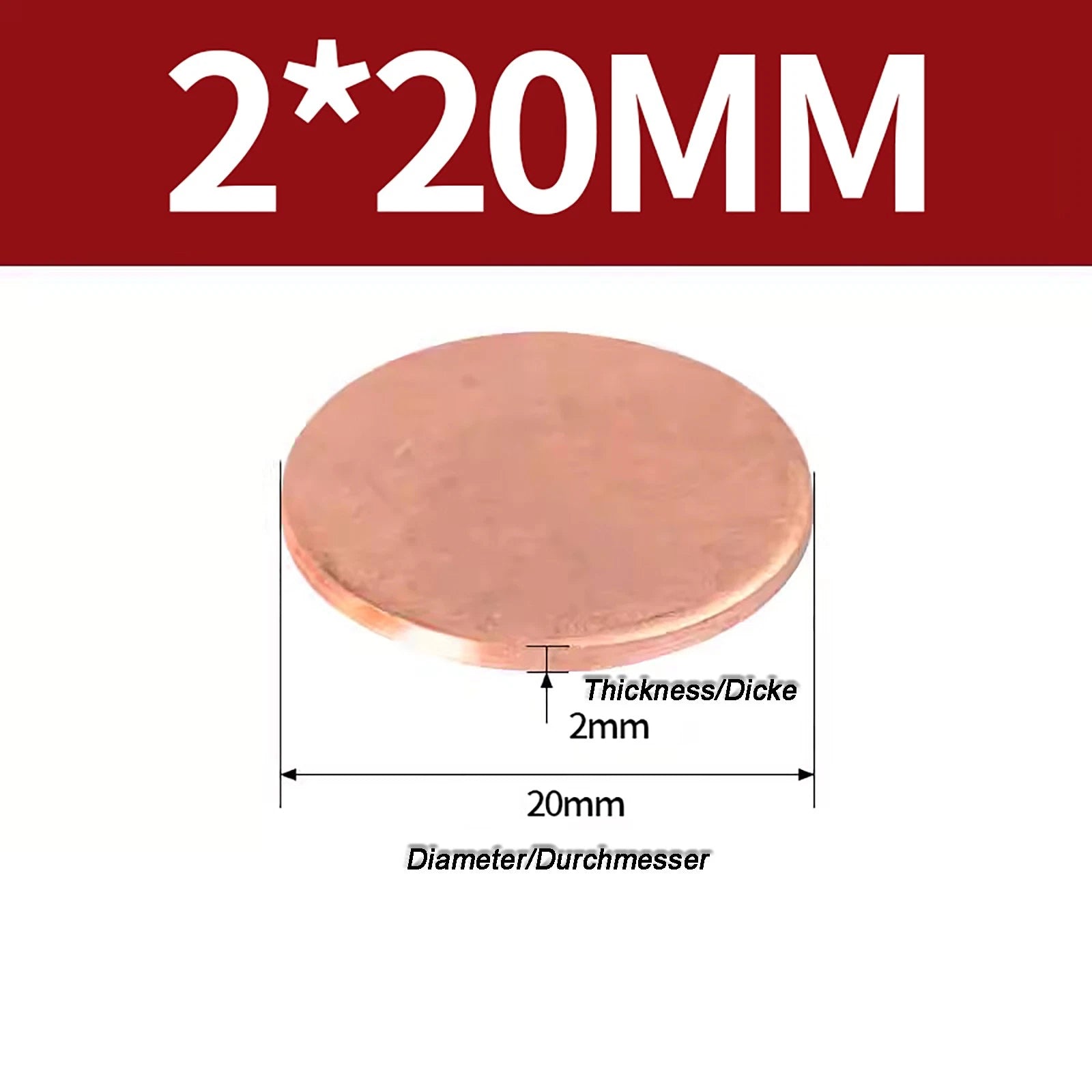 Solid Pure Copper Discs Blanks Round Plate Metal Sheet Thick 0.3~6mm Ø10mm~150mm