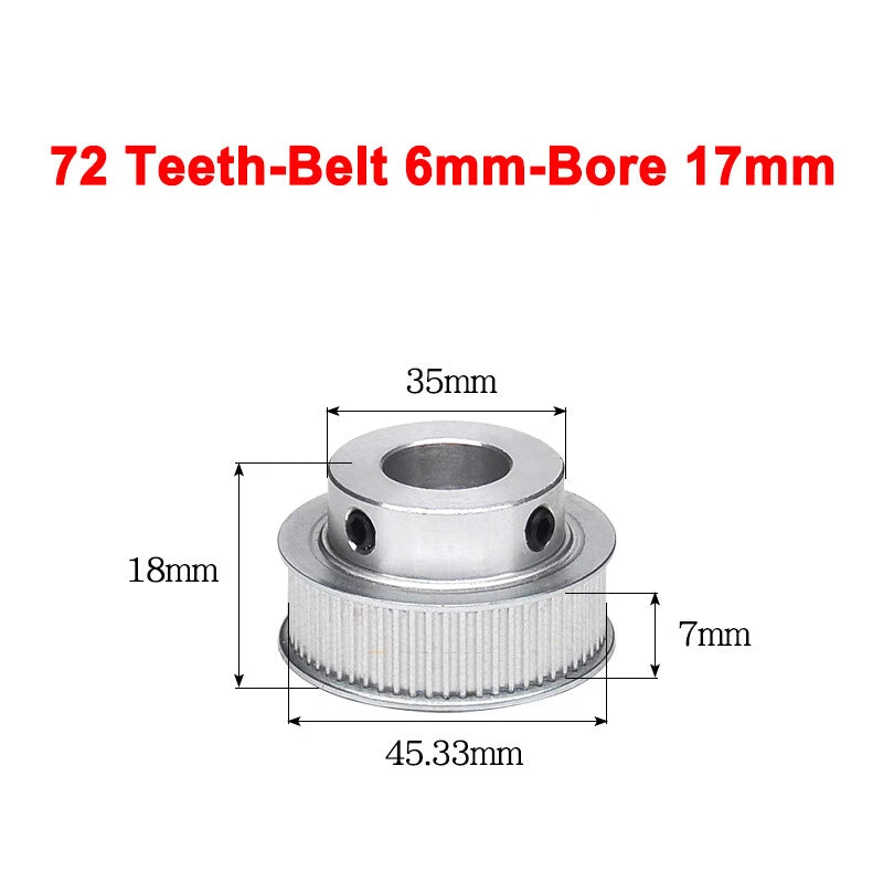 2GT Drive Pulley With Step 16 Tooth - 100 Tooth Bore 4mm - 25mm for 6mm Belt