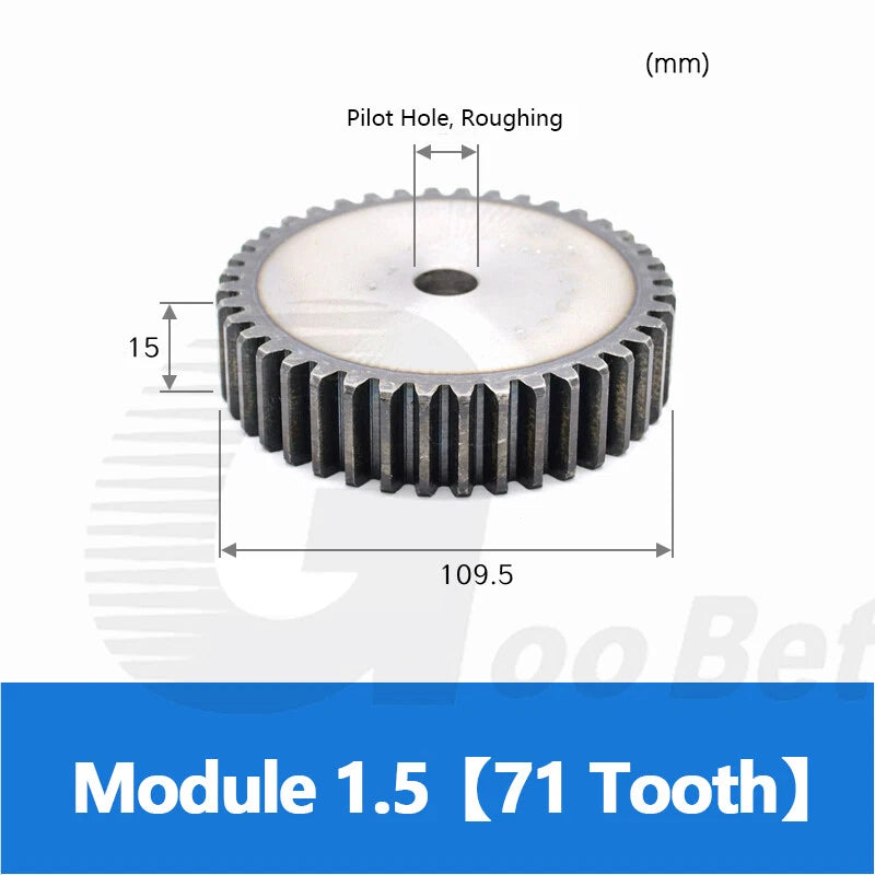 Mod 1 1.5 2 2.5 3 4 5 Spur Gear C45 Steel 12 Tooth - 160 Tooth Motor Pinion Flat