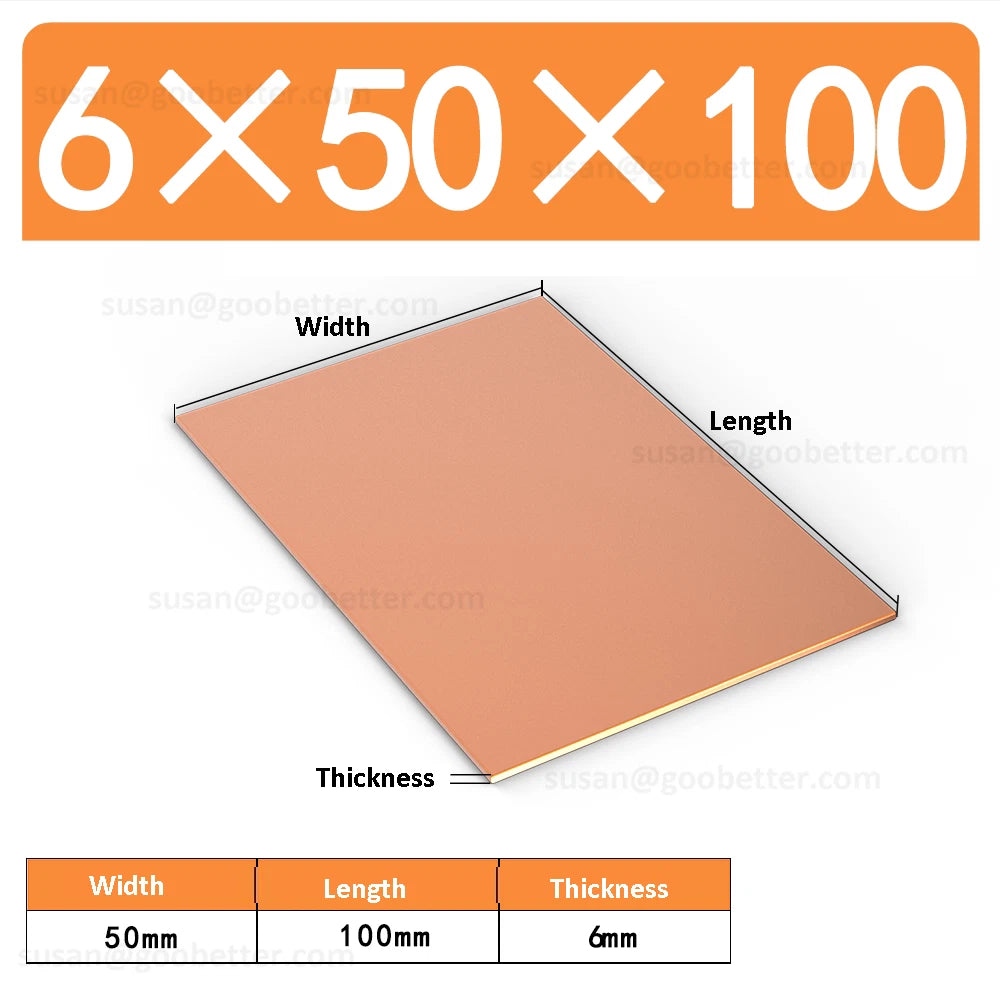 Natural Copper Sheet Metal guillotine cut - 0.3mm to 6.0mm - Multiple Sizes