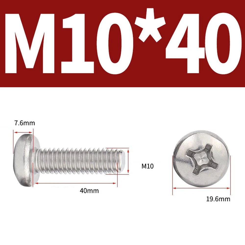 Phillips Pan Head Machine Screws — A4 Marine Grade Stainless Steel, DIN 7985 (M1.6–M10)
