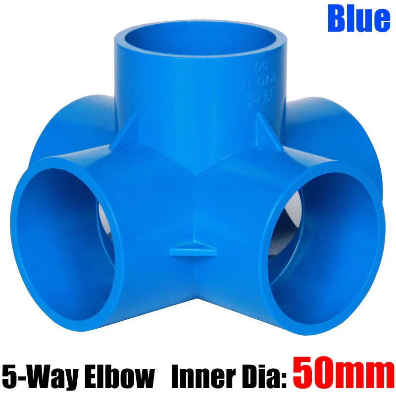 PVC 3 4 5 6-Way Elbow Connector Direct Pipe Fittings 20-110mm White Blue Grey