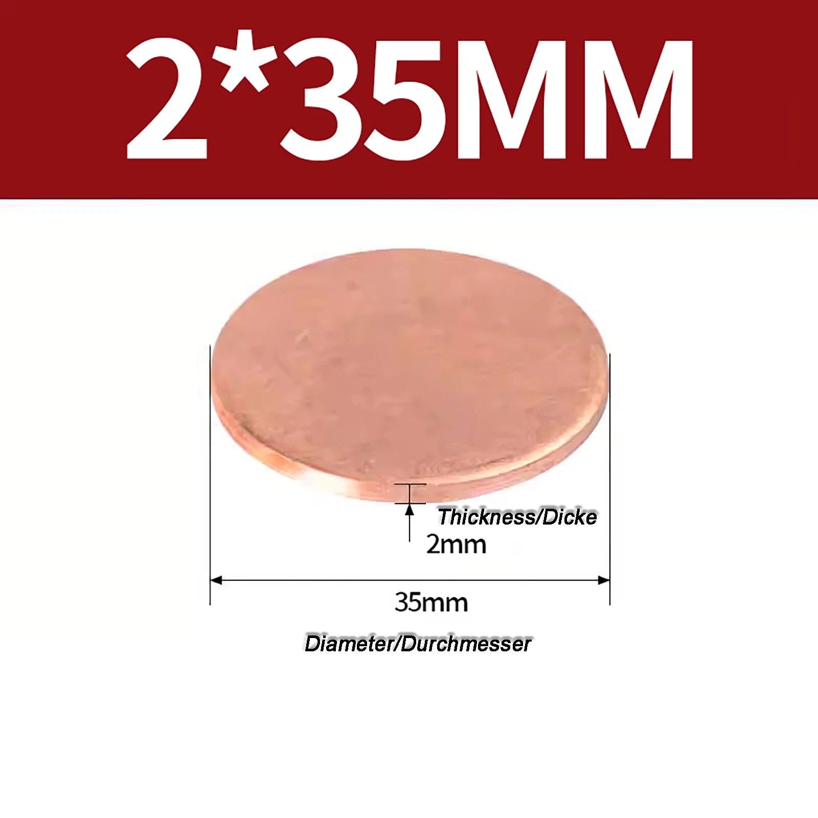 Solid Pure Copper Discs Blanks Round Plate Metal Sheet Thick 0.3~6mm Ø10mm~150mm