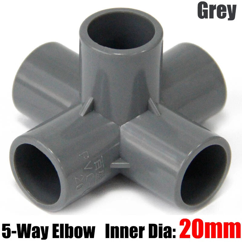 PVC 3 4 5 6-Way Elbow Connector Direct Pipe Fittings 20-110mm White Blue Grey
