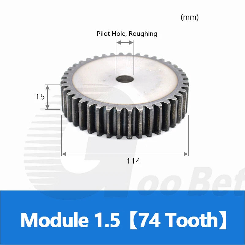 Mod 1 1.5 2 2.5 3 4 5 Spur Gear C45 Steel 12 Tooth - 160 Tooth Motor Pinion Flat