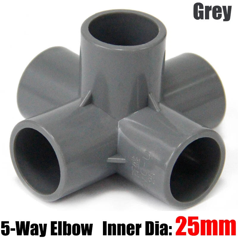 PVC 3 4 5 6-Way Elbow Connector Direct Pipe Fittings 20-110mm White Blue Grey