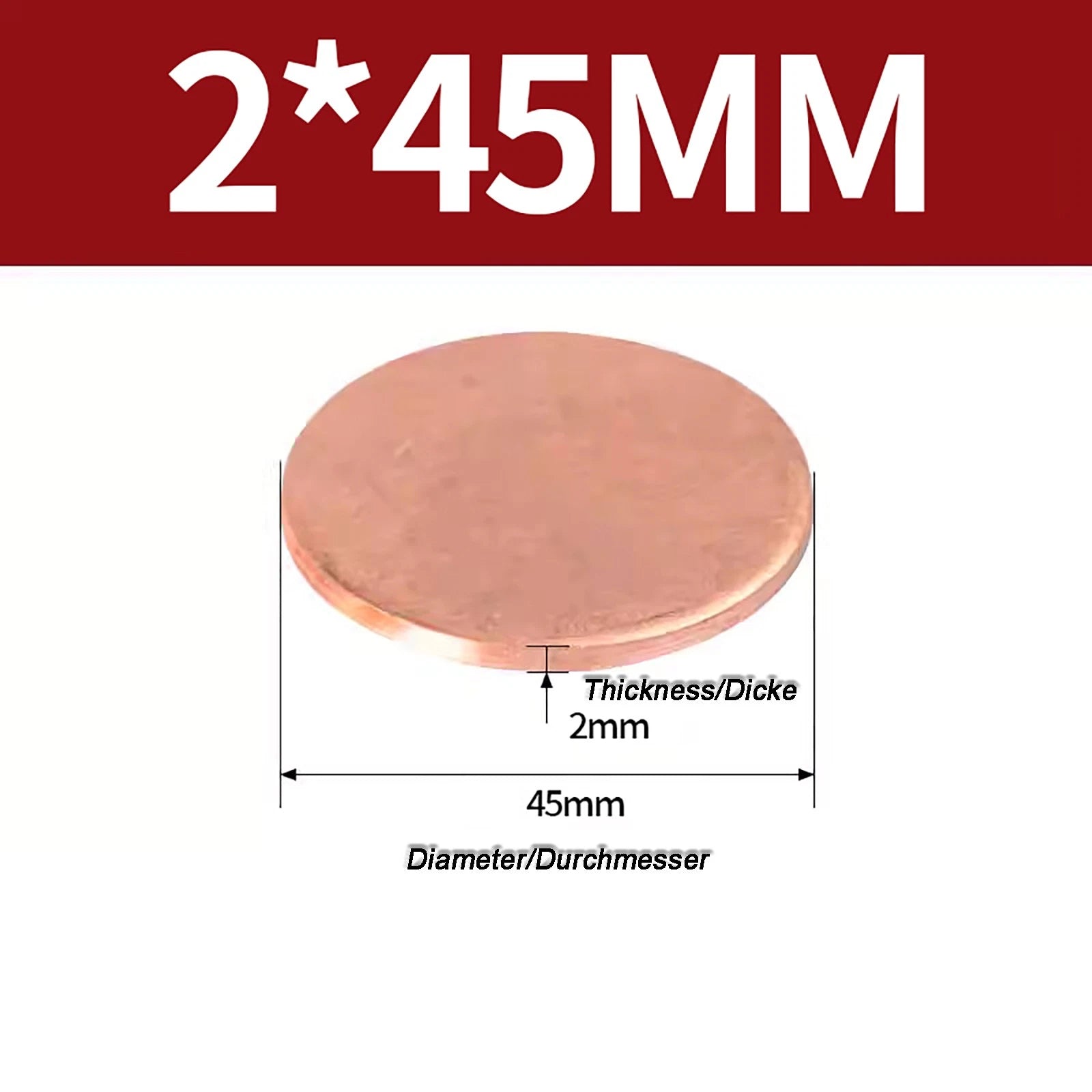 Solid Pure Copper Discs Blanks Round Plate Metal Sheet Thick 0.3~6mm Ø10mm~150mm