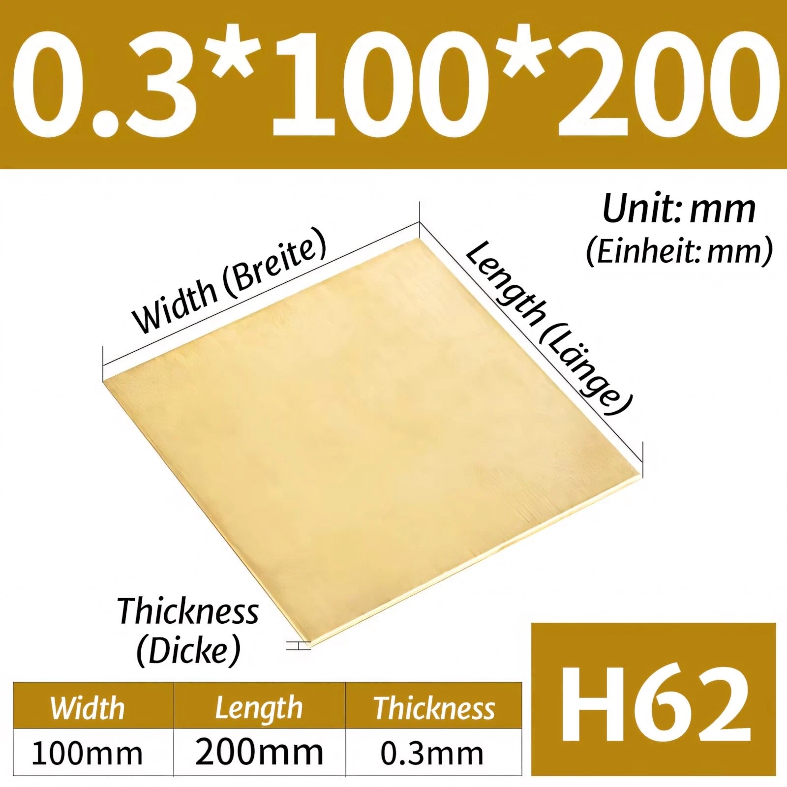 H62 Brass Sheet Plate Guillotine Offcuts, Various Multiple Sizes 0.3mm-8mm Thick