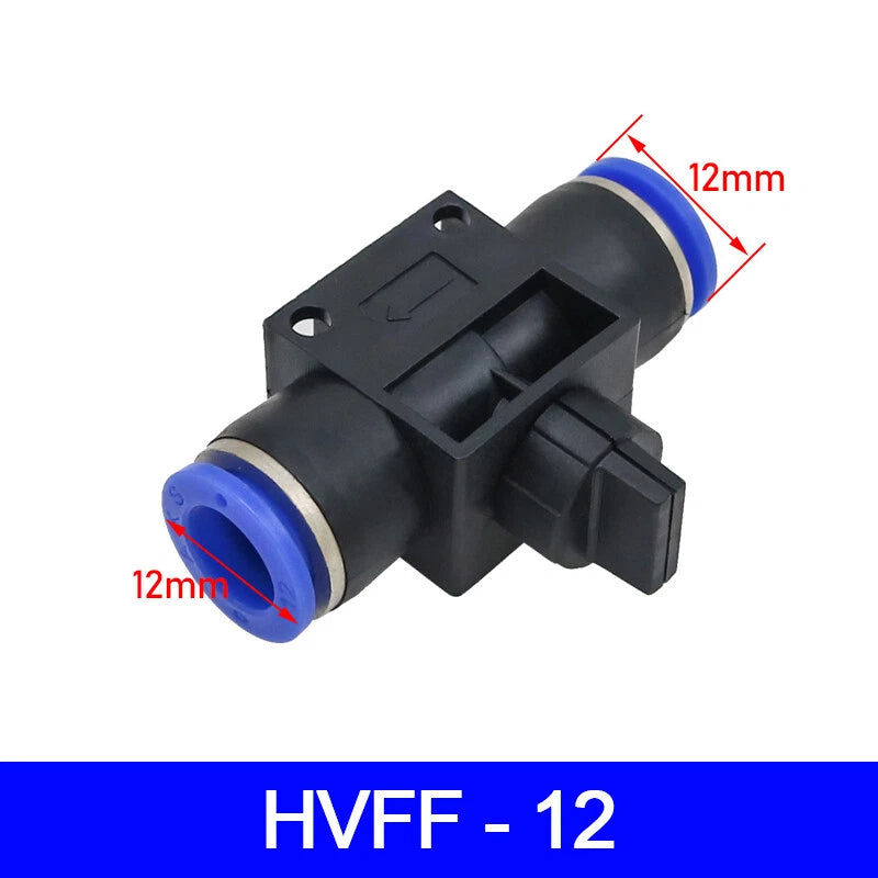 HVFF Pneumatic Hand Valve T-Joint 2-Way Push-In Hose Fitting