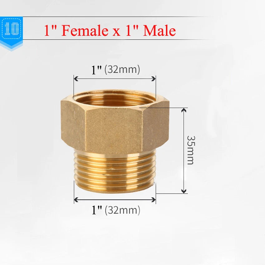 Brass NPT Pipe Fitting Adapter – Male Female Thread Coupler 1/2" 3/4" 1"