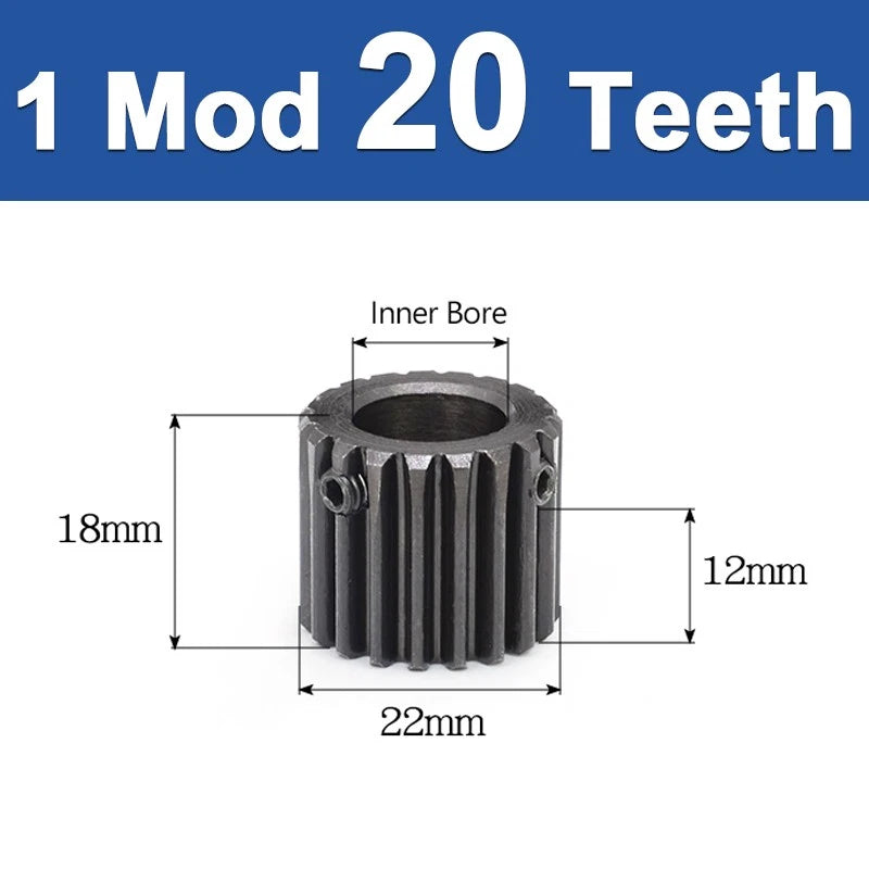1 Modulu Spur Cylindrical Gear 10T-20T 1 Mod Pinion Gear Transmission Motor Part