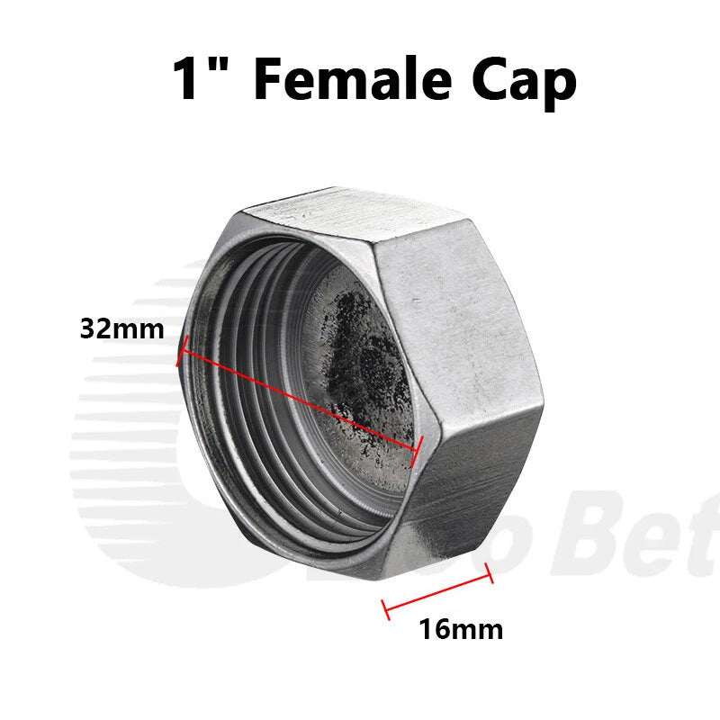 Stainless Steel 304 BSP Pipe Plug & End Cap — Male Plug / Female Cap, 1/2" to 1"