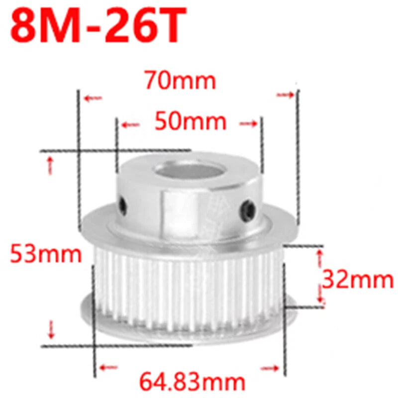 8M 12-26T Timing Pulley 30mm Belt Synchronous Wheel Gear 3D Printer Bore 8-30mm