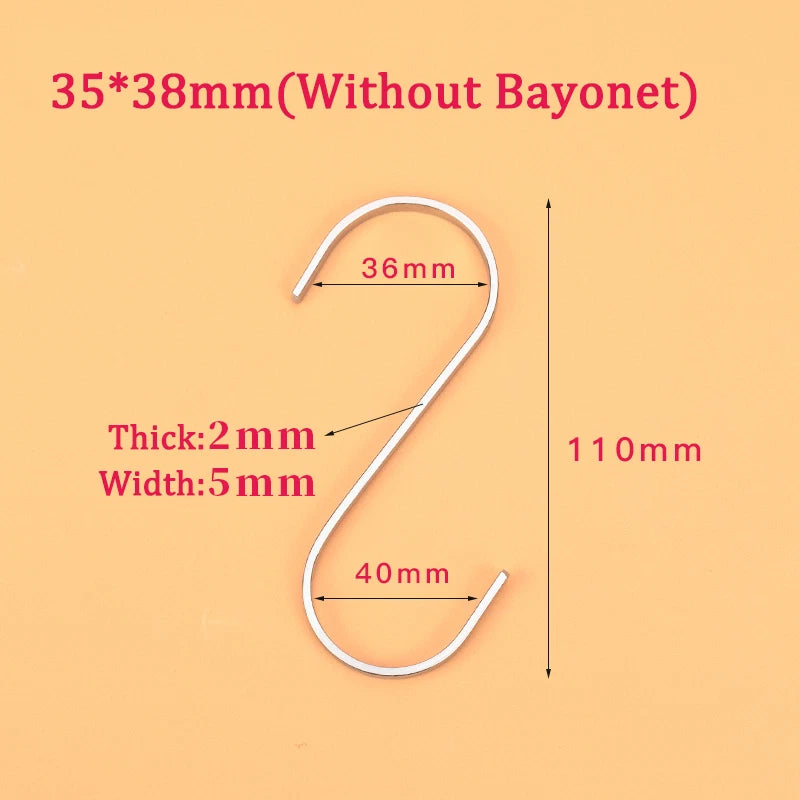 S Flat Hooks 304 Stainless Steel Bedroom/Kitchen/Bathroom/Living Room/Garden