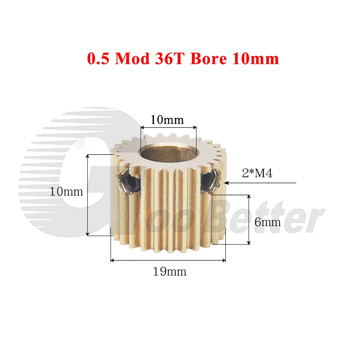 0.5 Mod Brass Spur Gear 36 Teeth Bore 4~12mm Motor Gear Transmission Pinion Gear