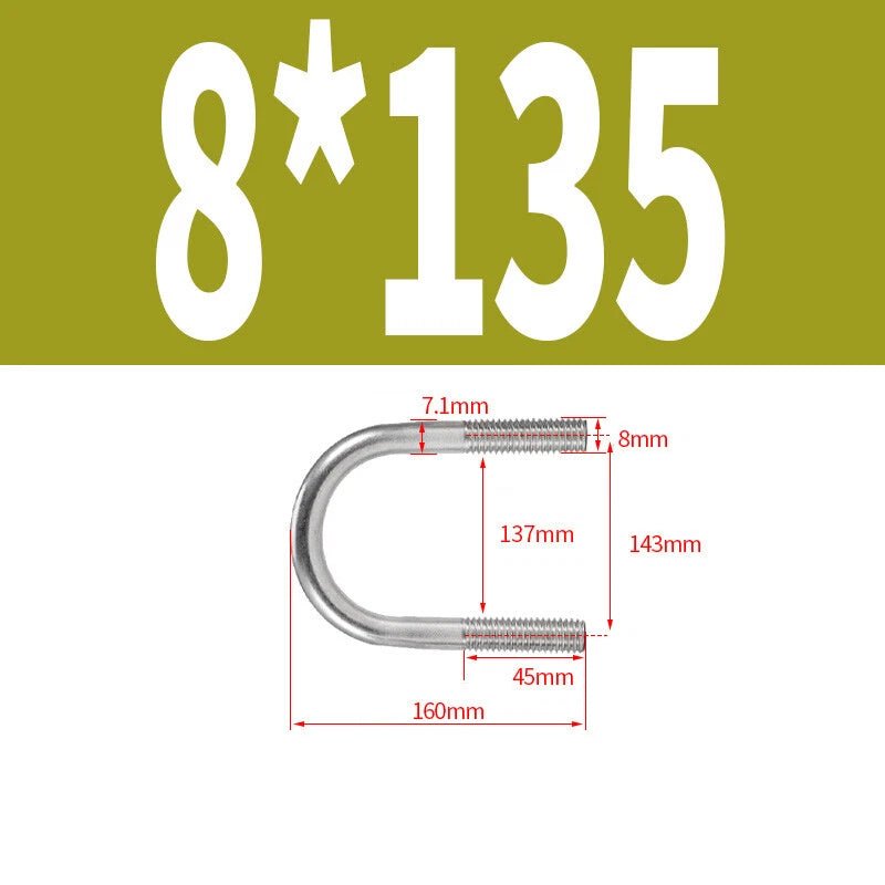 M8 U - Bolts Round Bend A2 Stainless Steel — 22mm to 161mm, Choose Your Pack - HomeDIYer