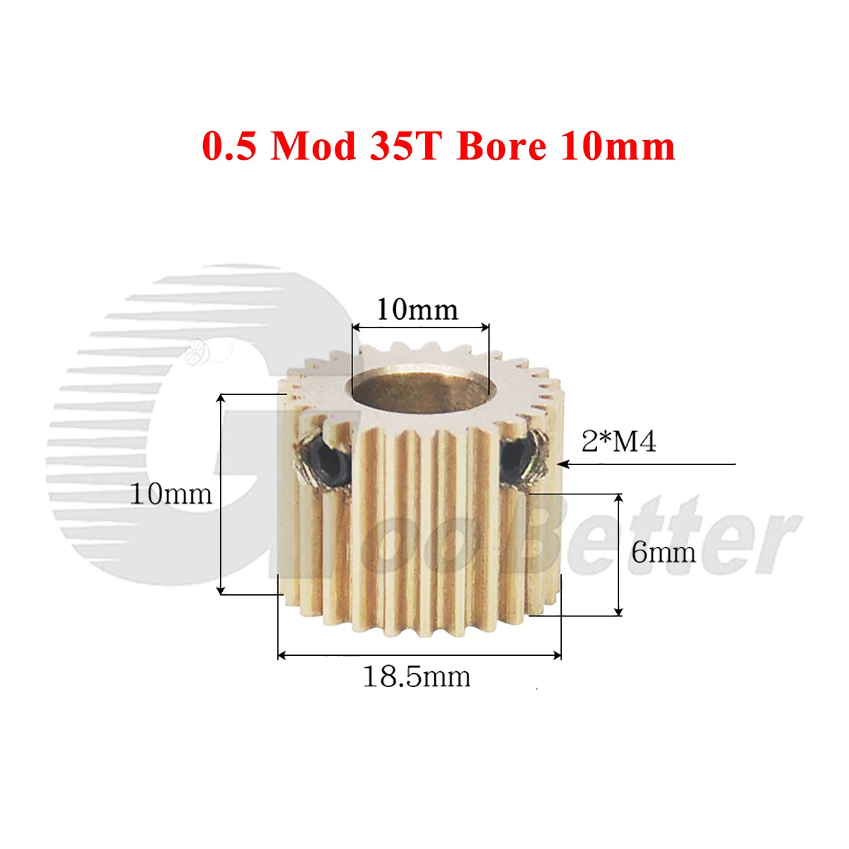 0.5 Mod Brass Spur Gear 35 Teeth Bore 4~12mm Motor Gear Transmission Pinion Gear