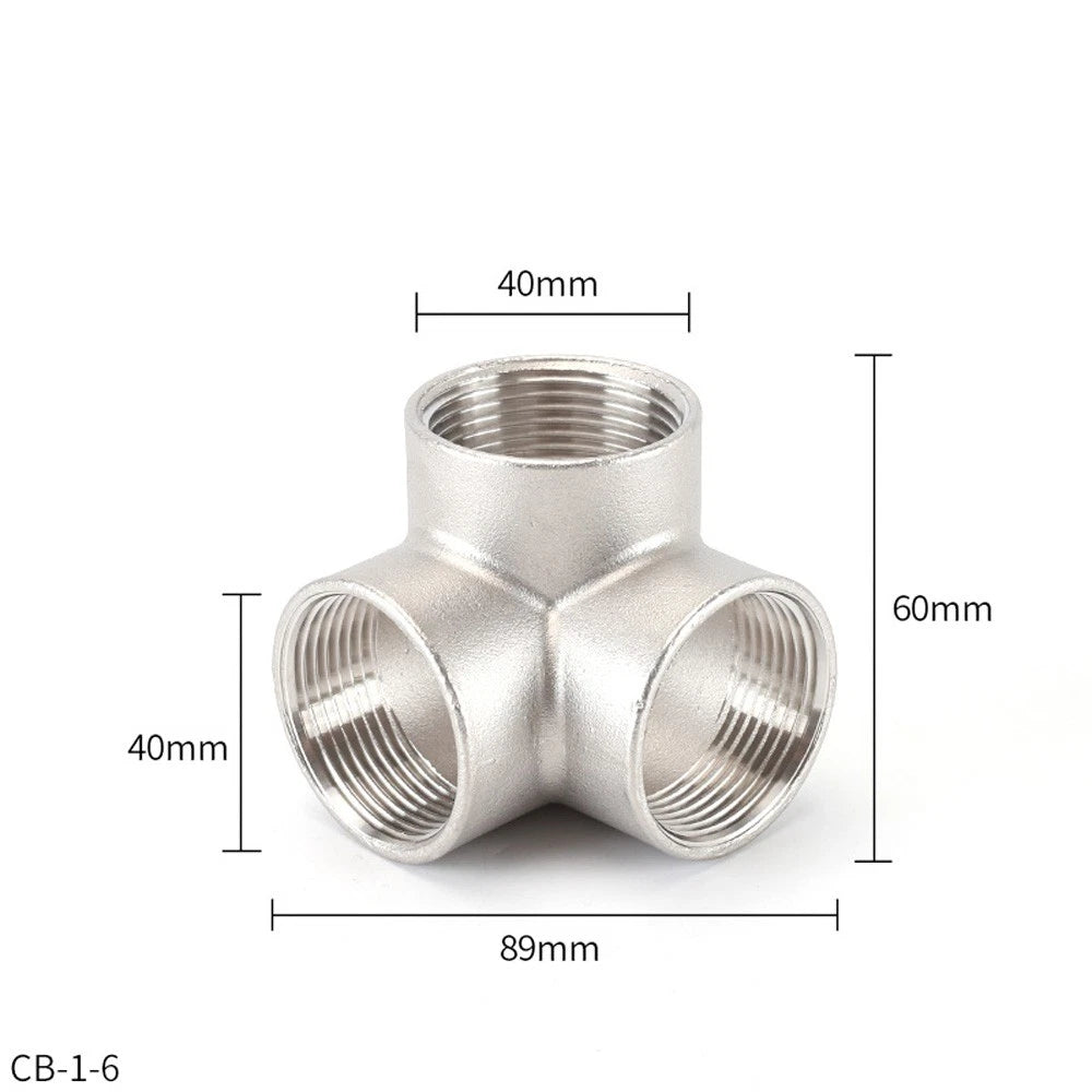 BSP Female 3-Way Tee Pipe Fitting – Stainless Steel 90° Corner Elbow