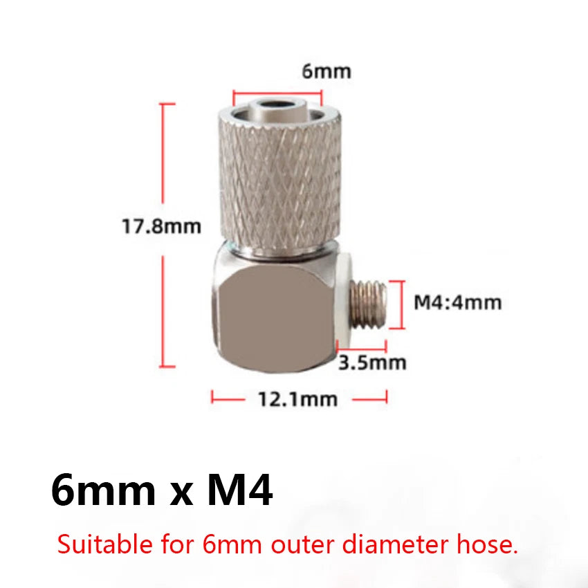 Mini Pneumatic Elbow Fittings — Push-In Hose Barb to Male Thread Connectors (3mm–6mm OD, M3–M6)