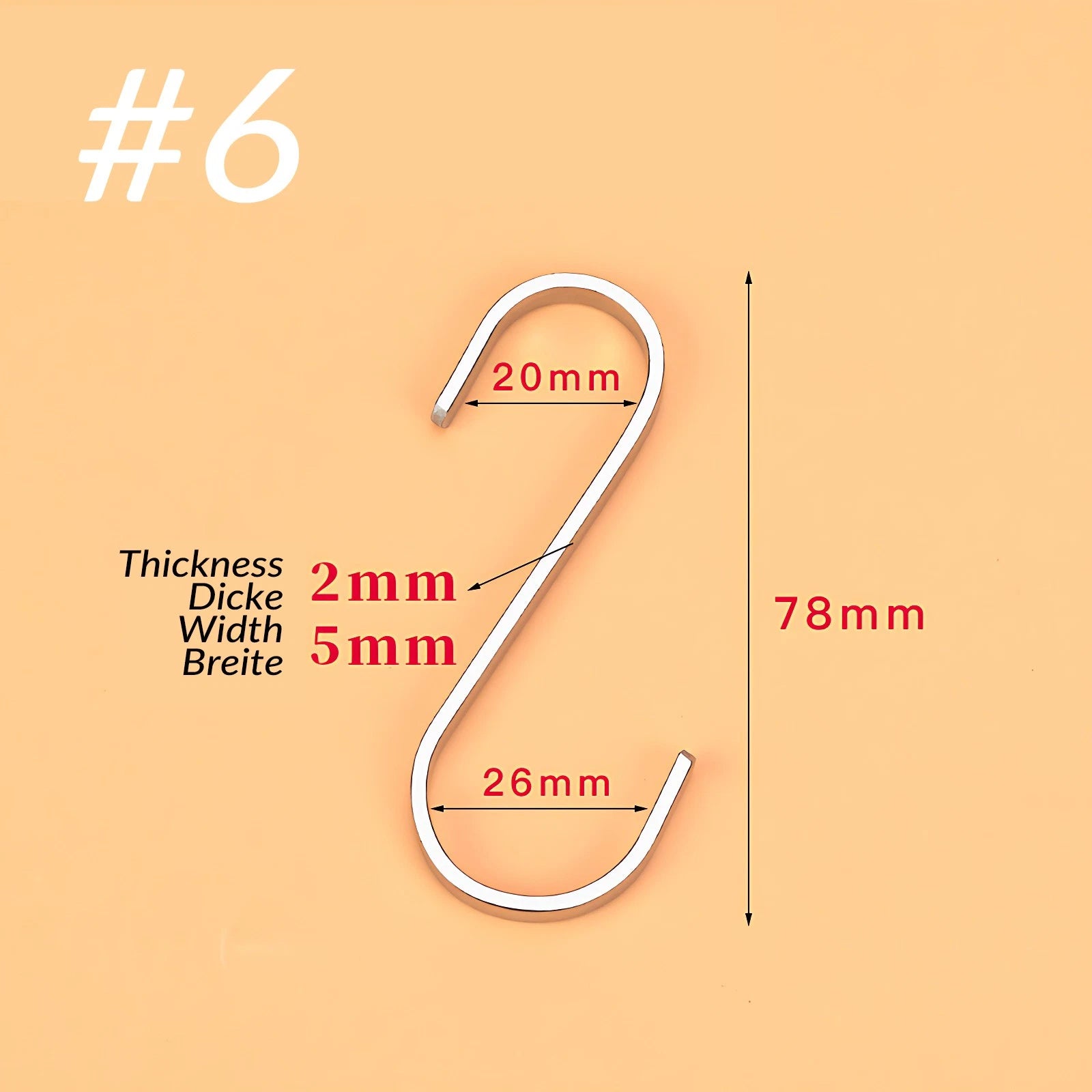 Stainless Steel Flat S Hooks Kitchen Meat Pan Utensil Clothes Hanger Hanging