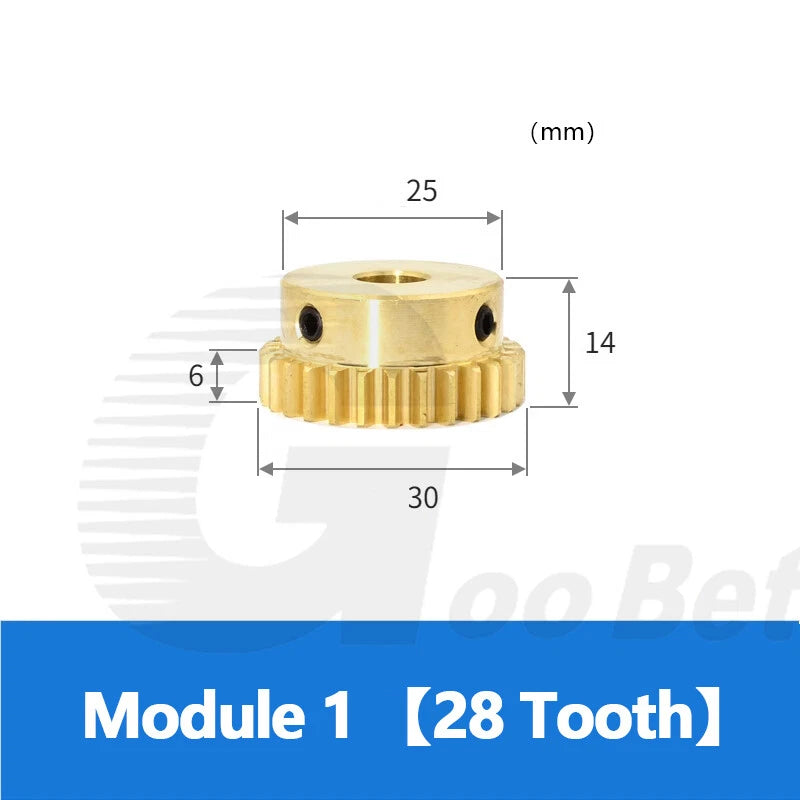 Brass Spur Gear Module 1 with Hub 15-50 Tooth Motor Pinion Bore 4-12mm Precision