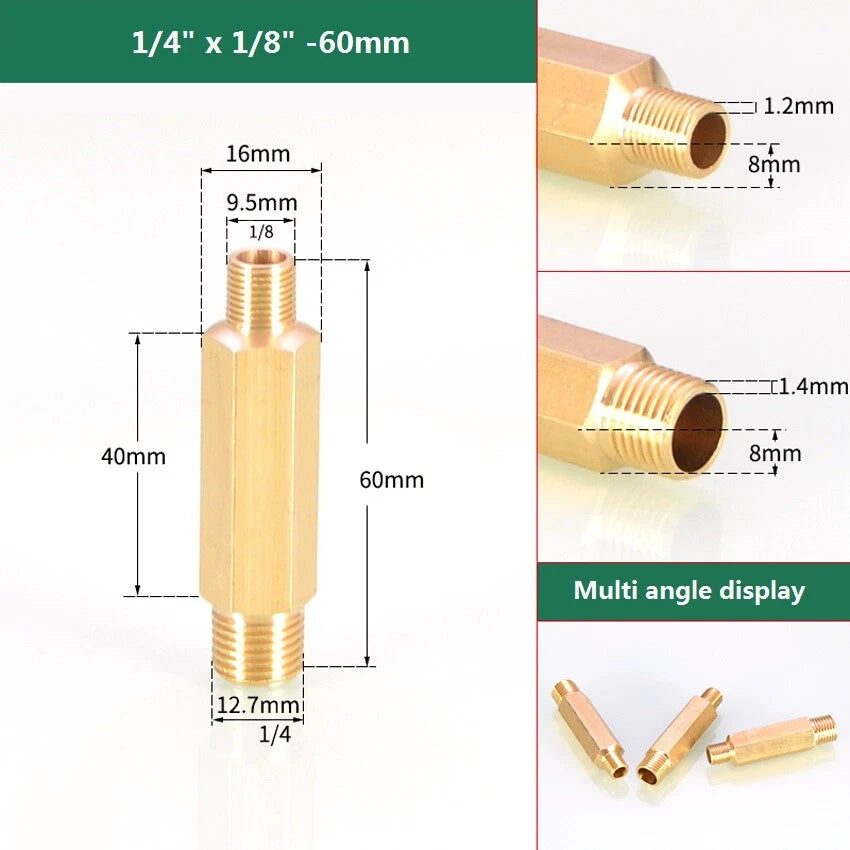 BSP Male Thread Brass Extension Pipe Fitting Adapter | 1/8" to 1/2" Connector