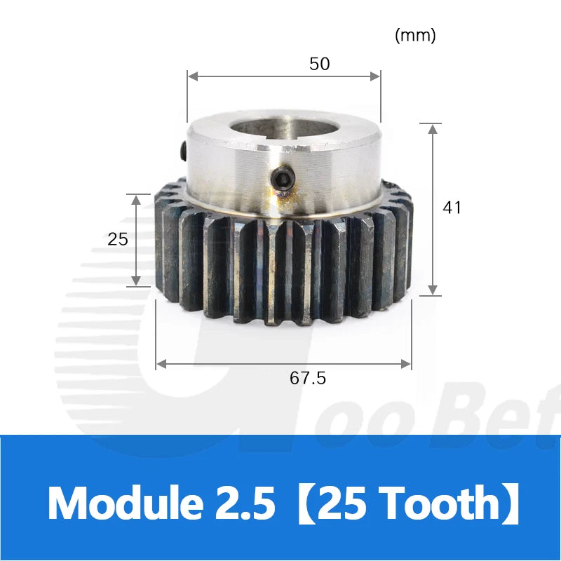Mod 2.5 Spur Gear Steel Hardened with Hub 15-40 Tooth Motor Pinion 12-40mm Bore