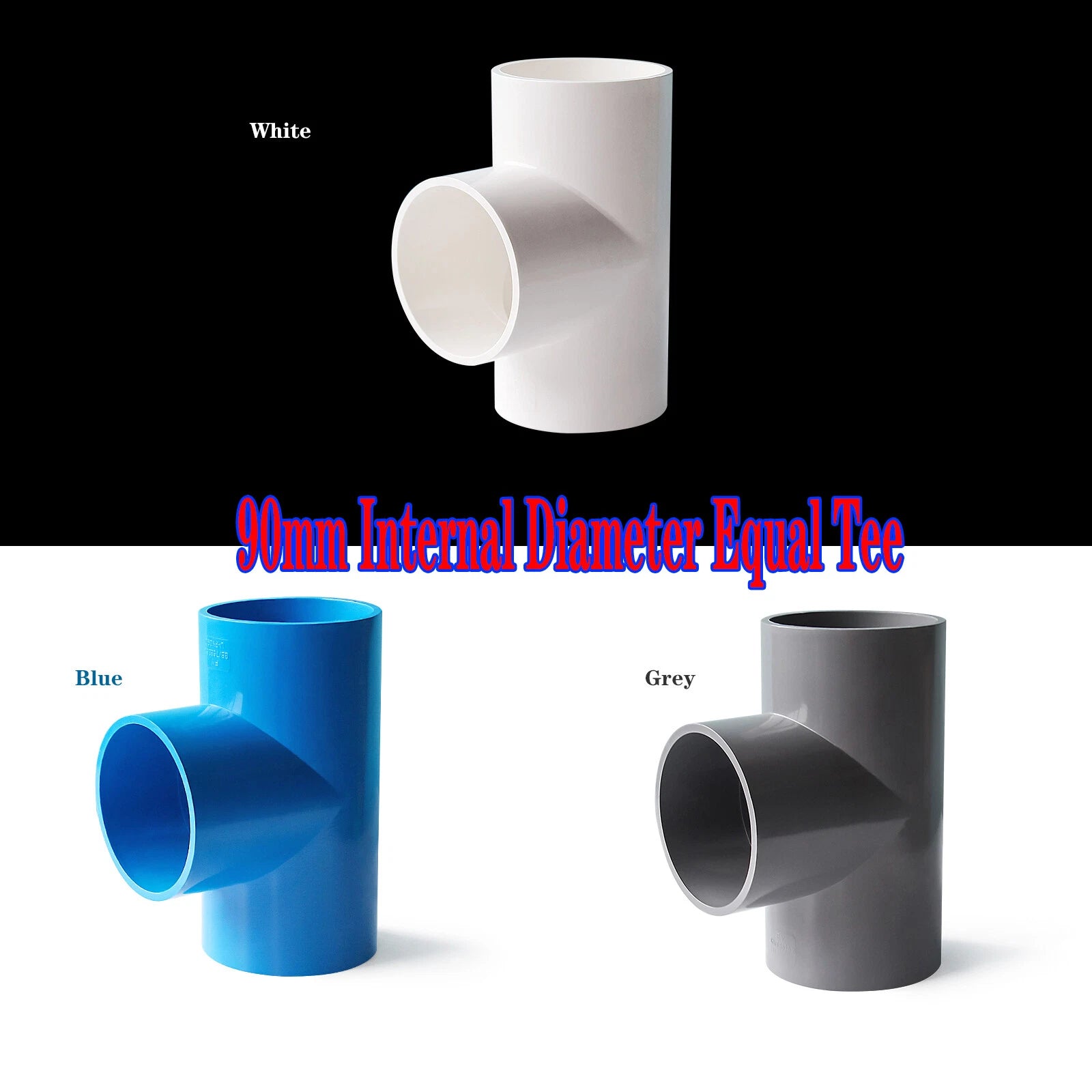 PVC Pipe Fittings Tee Socket ID 16mm - 200mm T Type Solvent Weld 3-Way