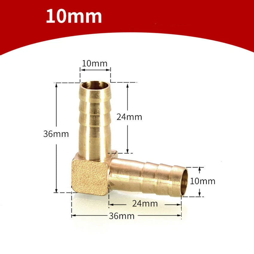 90° Brass Barb Elbow Fittings — Reducing Hose Joiner for Fuel, Air & Fluid Lines