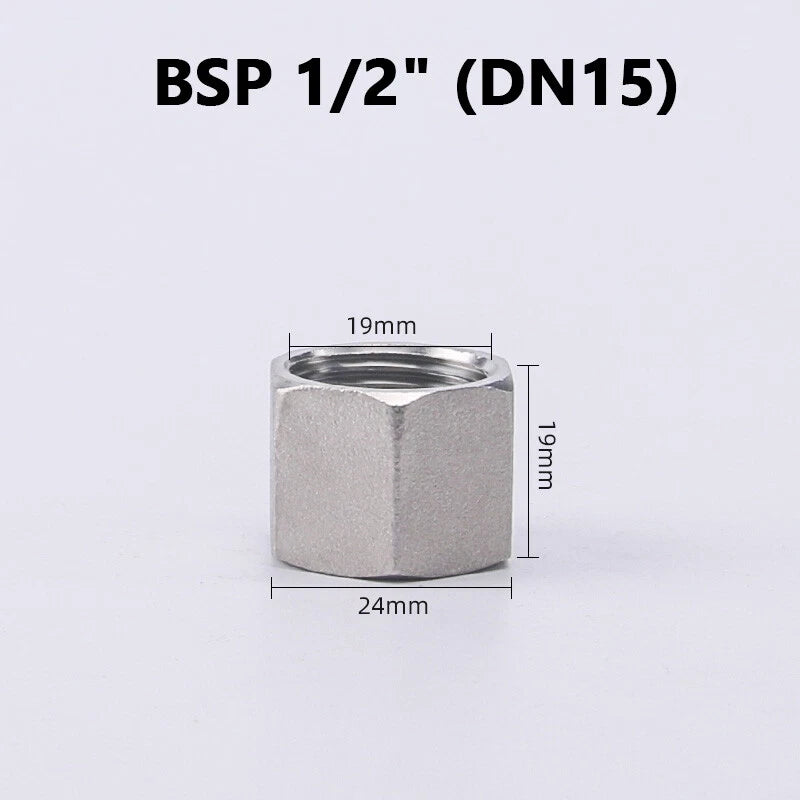 304 Stainless Steel BSP Hex End Cap Female Thread Pipe Fitting 150LB