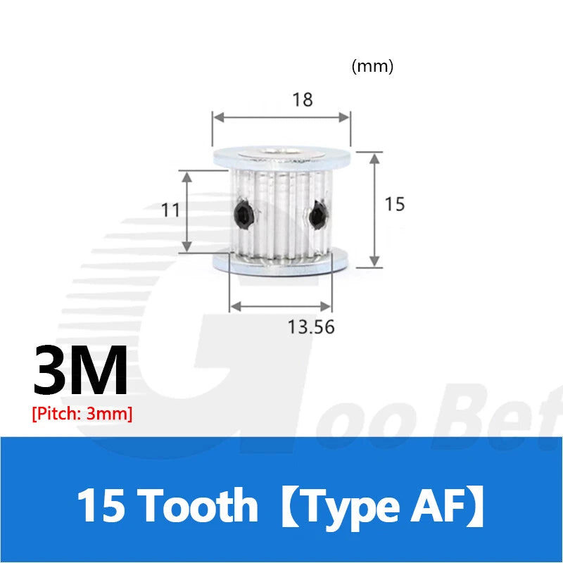 3M 10mm Timing Belt Drive Pulley 3mm Pitch 15-50 Tooth 4-20mm Bore HTD Aluminium