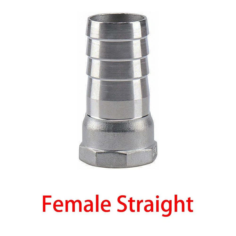304 Stainless Steel Hose Barb Fittings — Taper Thread x Hose Tail Connectors