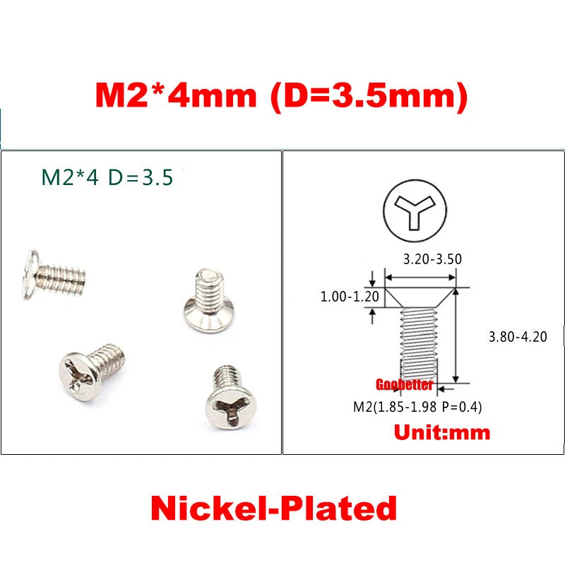 M1.2 M1.6 M2 M4 M5 M6 Slotted Countersunk Head Machine Screws Flat Bolts 3~25mm