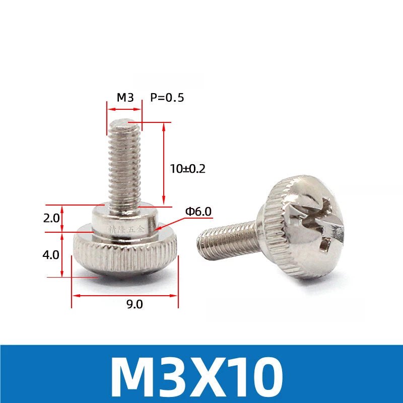 M3 Knurled Thumb Screws Step Hand Grip Knob Bolts — Carbon Steel, Nickel or Black Zinc - HomeDIYer