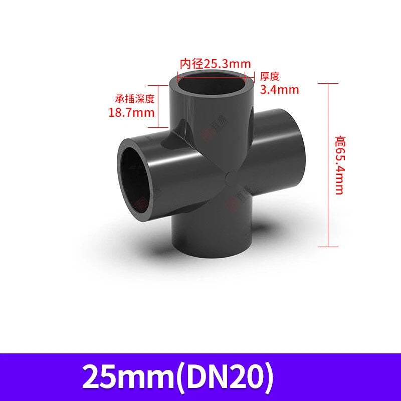 PVC UPVC 4-Way Water Supply Pipe Fittings Adapter Connector Joint ID 20mm-110mm