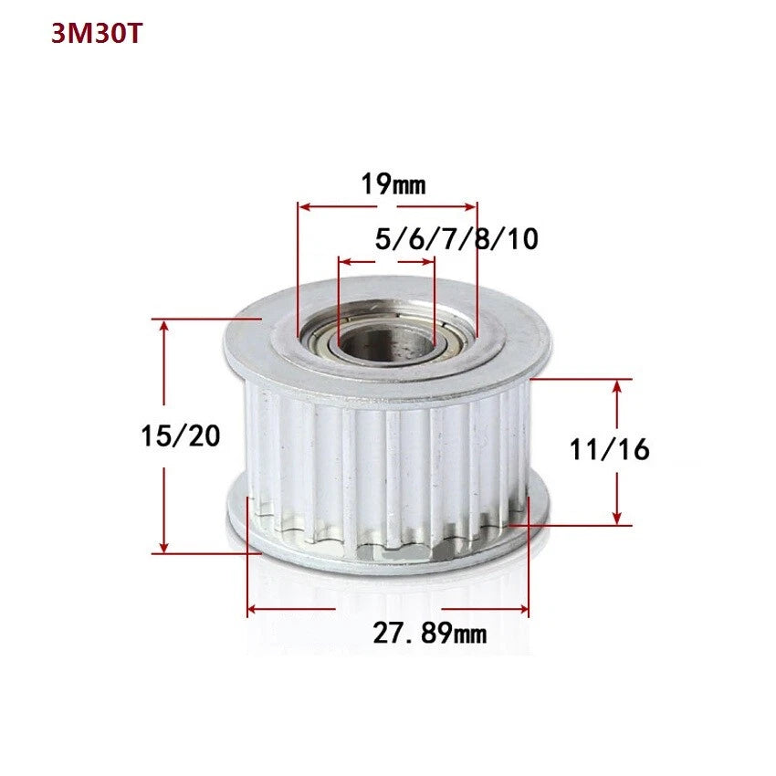 HTD-3M Timing Belt Tensioner Pulley Smooth Tooth/Toothed Idler Width 11/16mm