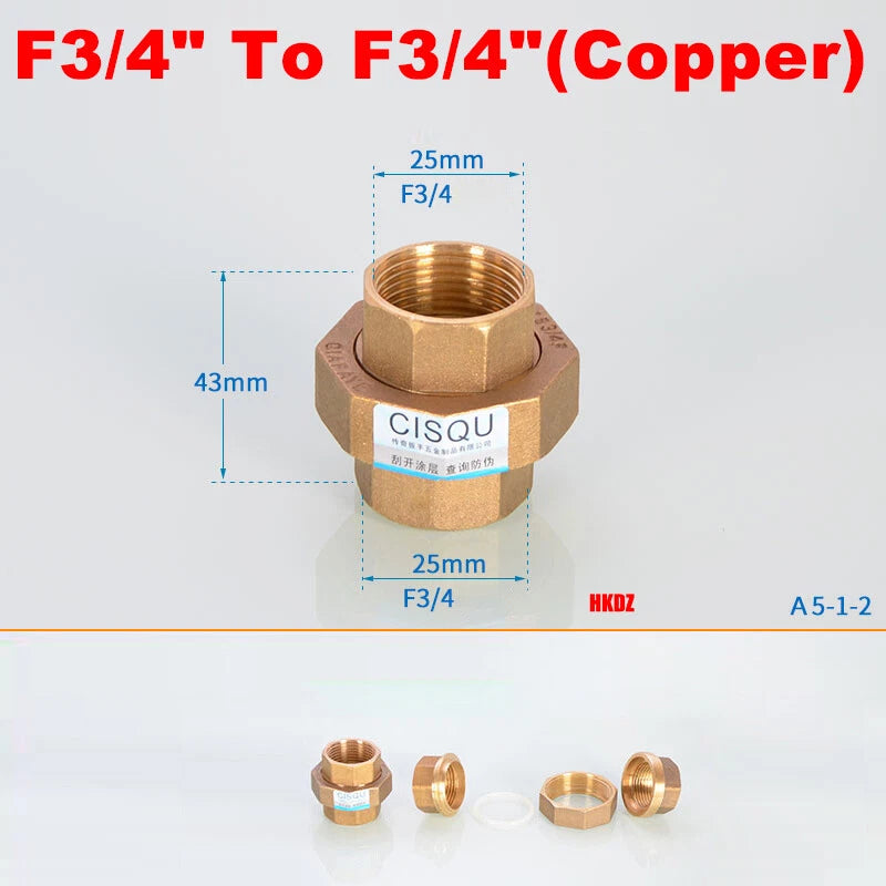 BSP Brass Pipe Fittings — Male Female Threaded Reducing Adapter | Copper & Nickel-Plated