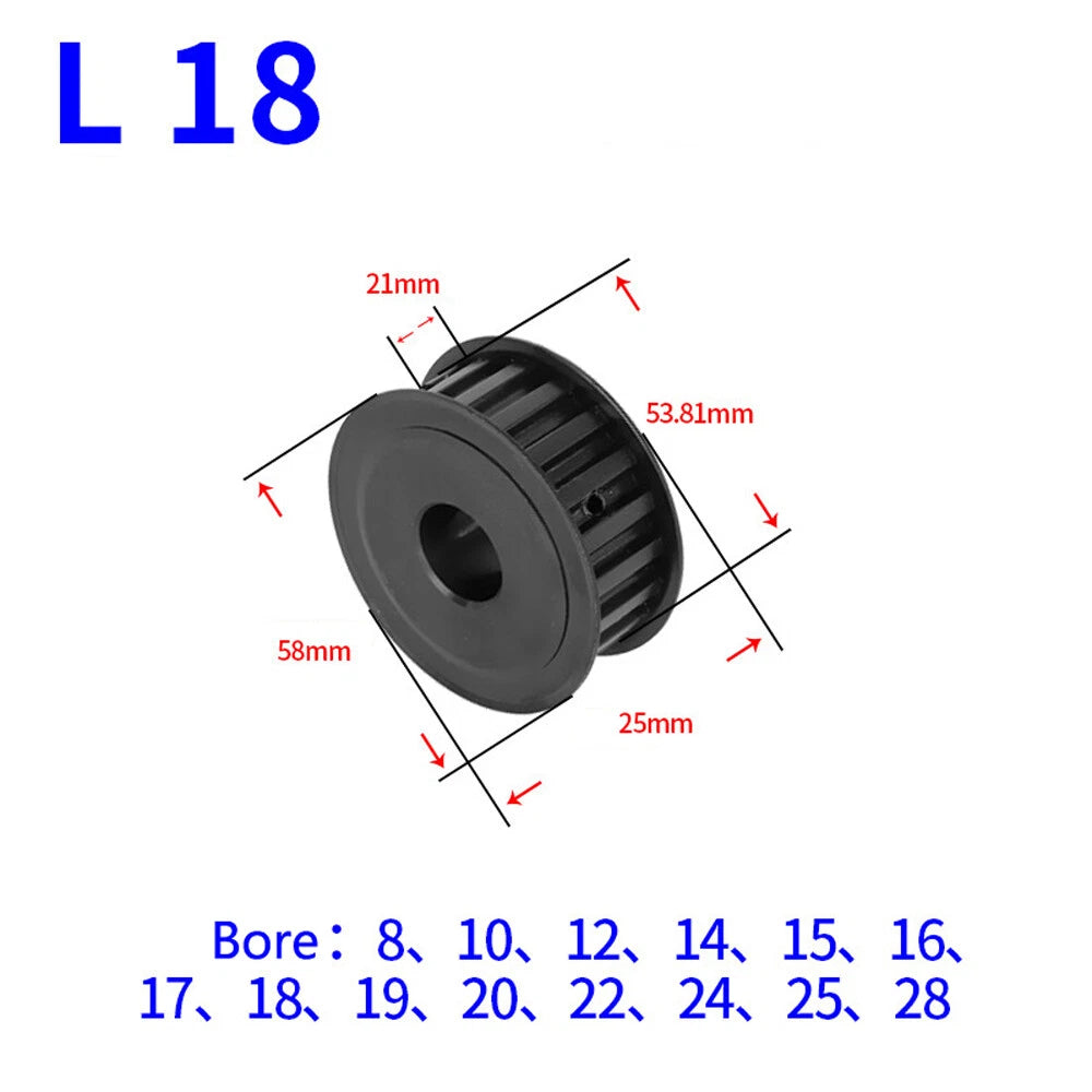 L-type 10T-30T Timing Belt Pulley Pitch 9.525mm With Keyway 45# Steel Width 21mm