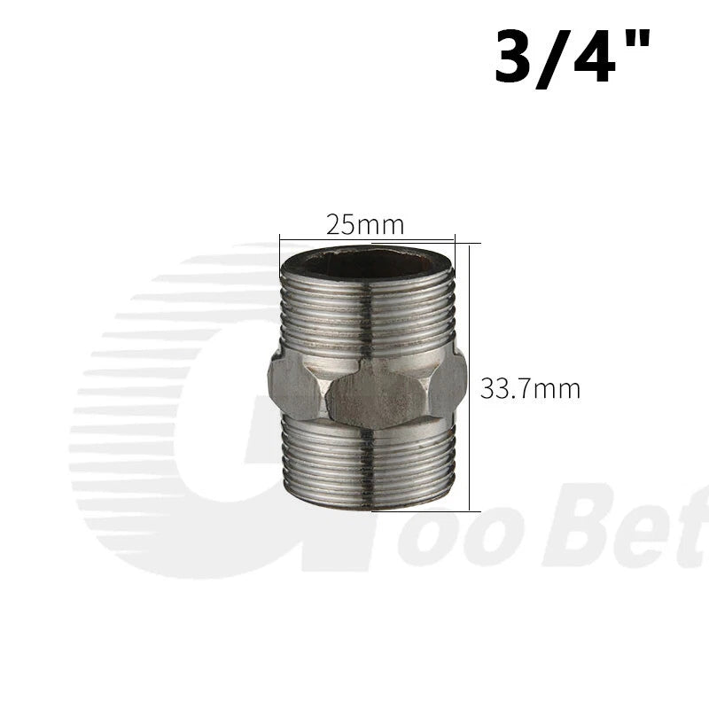 Stainless Steel Hex Nipple BSP Pipe Fitting — Male Thread Adapter 1/4" to 1-1/4"
