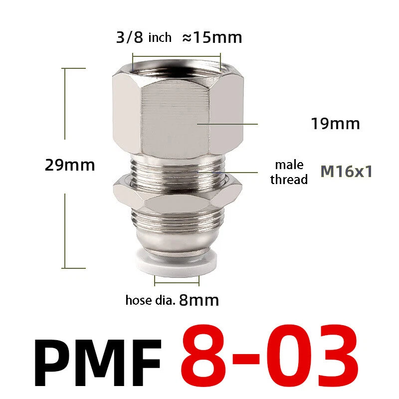 Bulkhead Female Thread Pneumatic Push-In Fittings | 4–12mm Air Hose Tube Connector