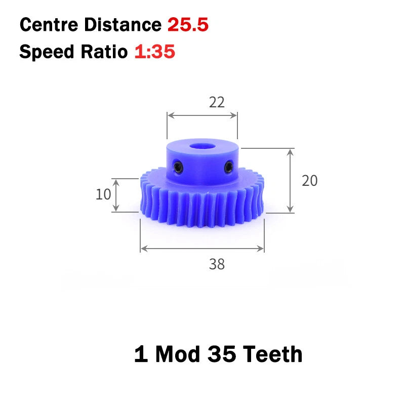 1 Module Nylon Precision Worm Gears 15 - 80 Teeth Worm Gear Wheel & Worm Shaft