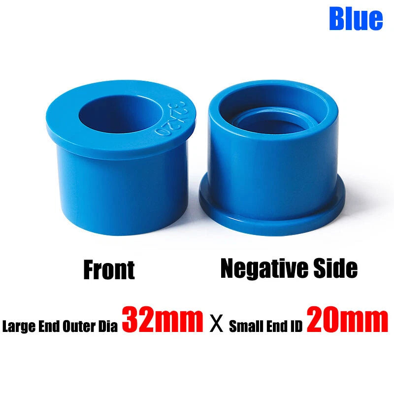 20mm to 75mm PVC Pipe Eccentric Reducing Bushing Fittings Connector Joints Blue