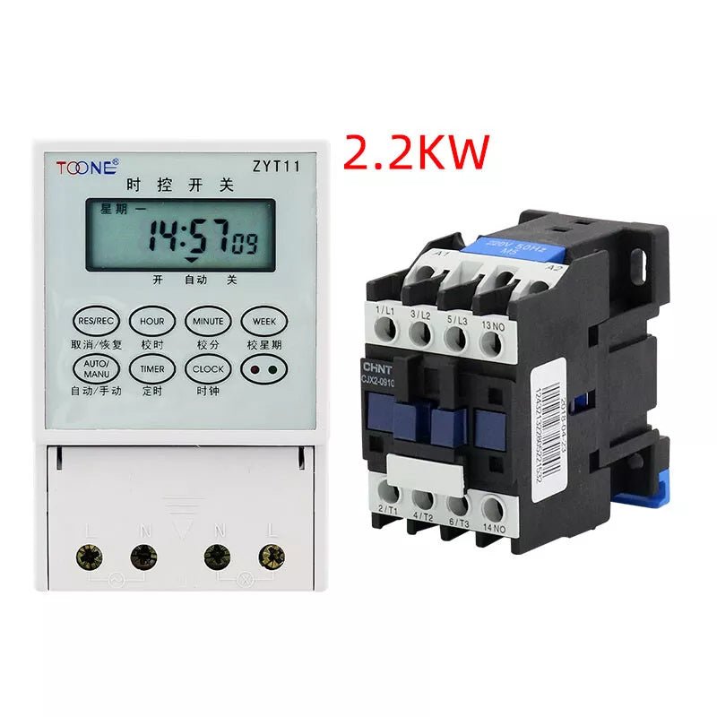 Time Switch AC 220V Timer + Contactors 2.2KW - 25KW for Street lights Billboards - HomeDIYer