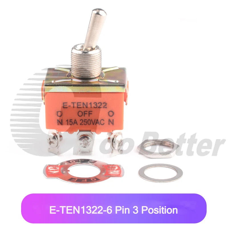 Heavy Duty Toggle Switch On-Off / On-Off-On — SPST/SPDT 2/3 Position, 2/4/6 Pin, 5A 250VAC