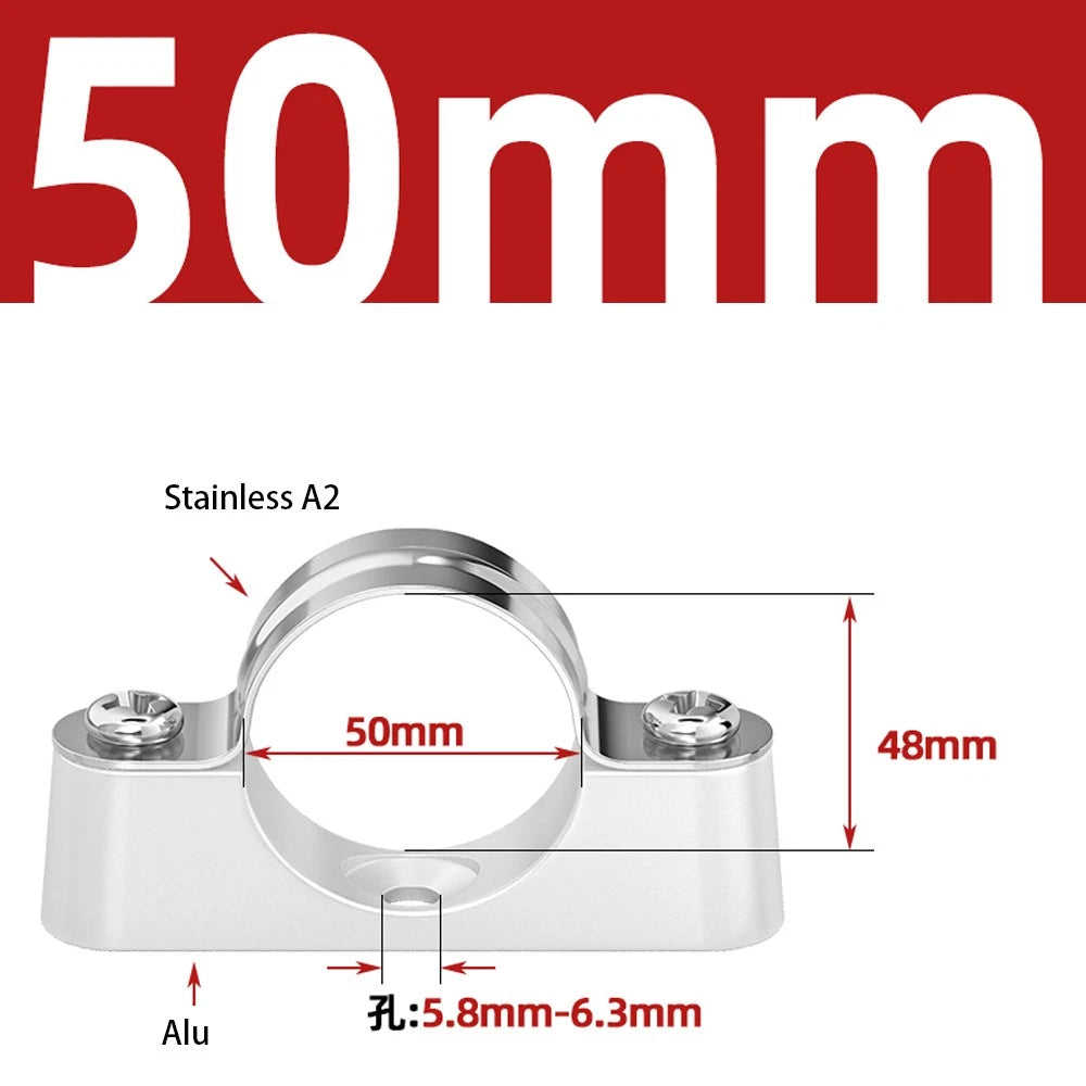 Stainless Steel Pipe Clamp Mount Support Brackets — Wall Fixing Base Fittings