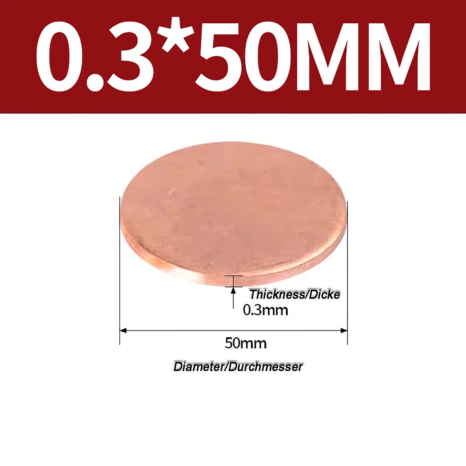 Solid Pure Copper Discs Blanks Round Plate Metal Sheet Thick 0.3~6mm Ø10mm~150mm