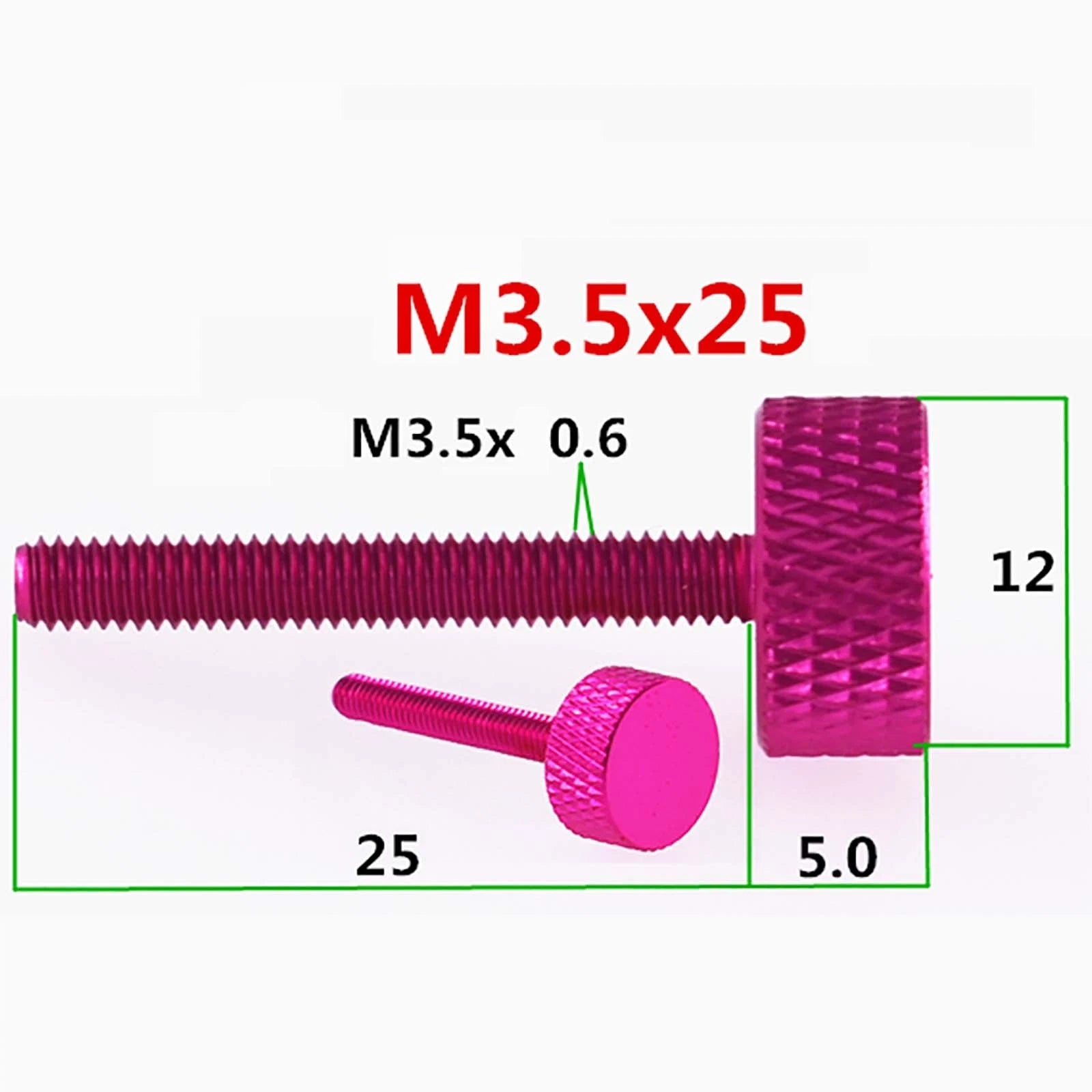 Colorful Thumb Knurled Screws M3 M3.5/6mm - 25mm Hand Tighten Grip Knob Bolts