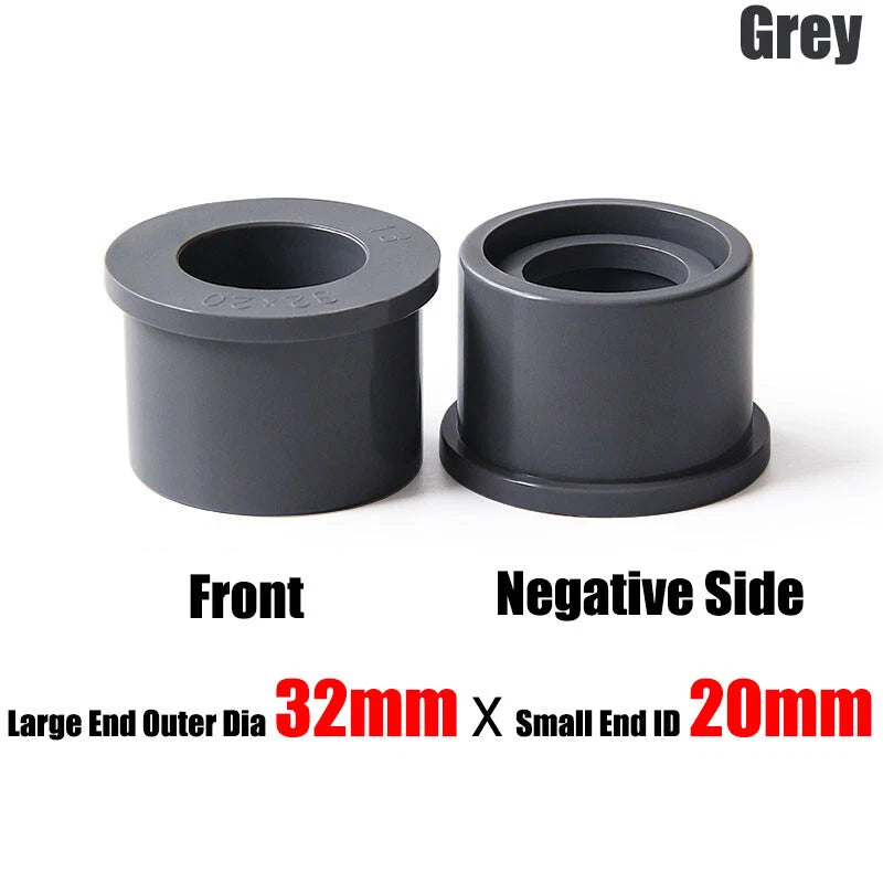 20mm to 90mm PVC Pipe Eccentric Reducing Bushing Fittings Connector Joints Grey