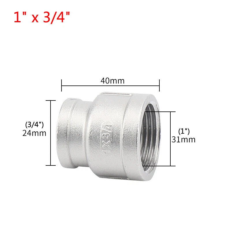 BSP Female Pipe Fittings Reducer Adapter, 304 Stainless Steel, 3/8" to 2"